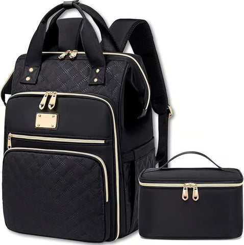 🎒✨Large-Capacity Quilted Backpack with Multiple Compartments for Travel, Lunch & Camping