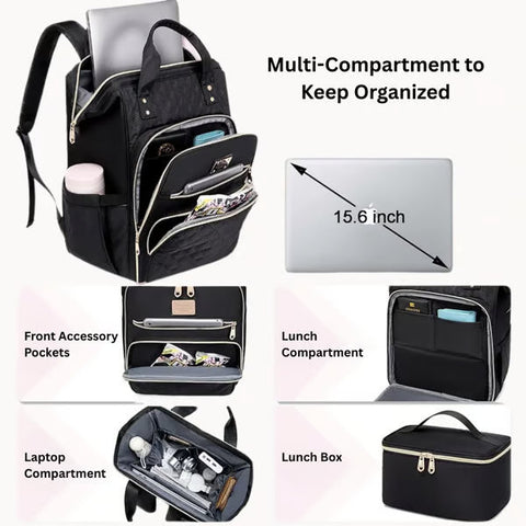 🎒✨Large-Capacity Quilted Backpack with Multiple Compartments for Travel, Lunch & Camping