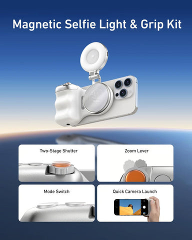 TELESIN Fun Shot Magnetic Phone Camera Grip & Magnetic Selfie Light Bundle Kit
